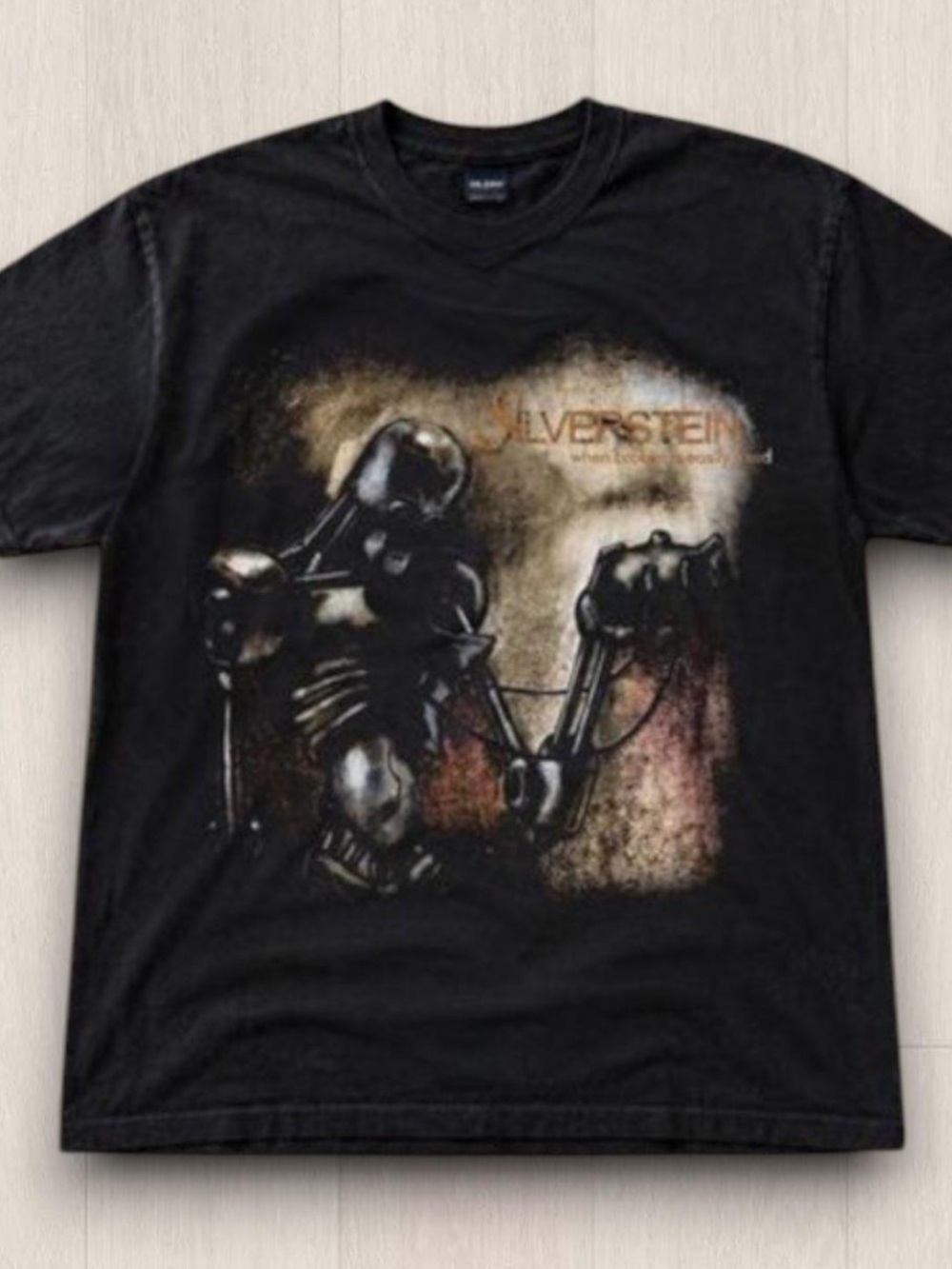 Gildan Black Graphic Robot Print T‑Shirt